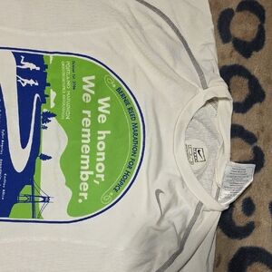 Nike White and Green Long Sleeve Tee